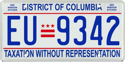 DC license plate EU9342