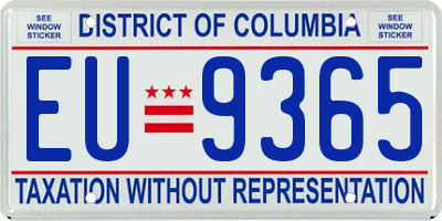 DC license plate EU9365