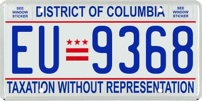 DC license plate EU9368