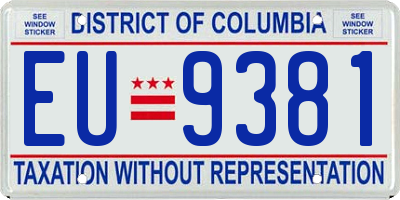 DC license plate EU9381