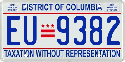 DC license plate EU9382