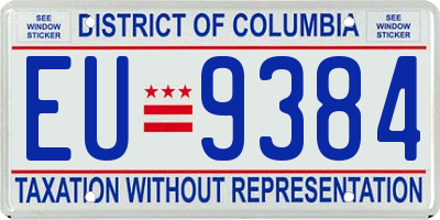 DC license plate EU9384