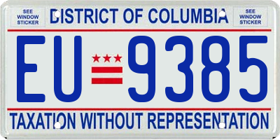 DC license plate EU9385