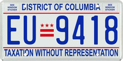 DC license plate EU9418