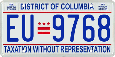 DC license plate EU9768