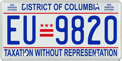 DC license plate EU9820
