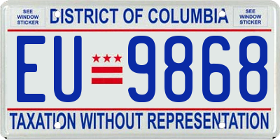 DC license plate EU9868