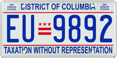 DC license plate EU9892