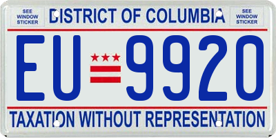 DC license plate EU9920