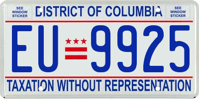DC license plate EU9925