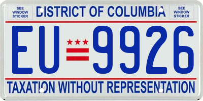 DC license plate EU9926