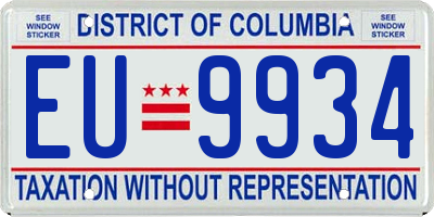 DC license plate EU9934