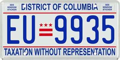 DC license plate EU9935