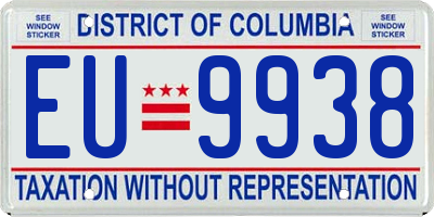 DC license plate EU9938