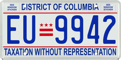 DC license plate EU9942