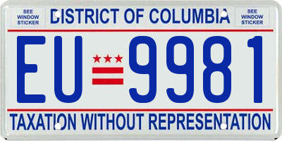 DC license plate EU9981