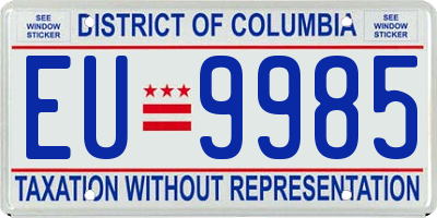 DC license plate EU9985