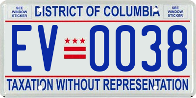 DC license plate EV0038