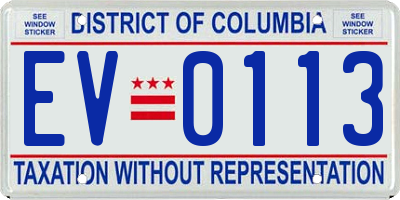 DC license plate EV0113