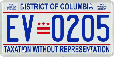 DC license plate EV0205