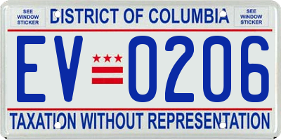 DC license plate EV0206