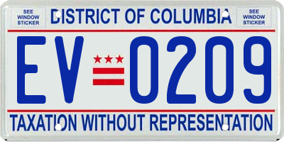 DC license plate EV0209