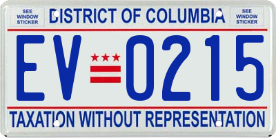 DC license plate EV0215