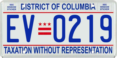 DC license plate EV0219