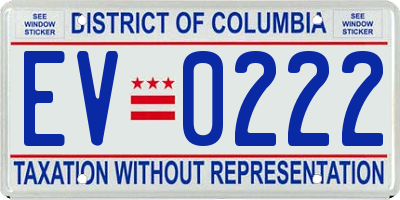 DC license plate EV0222