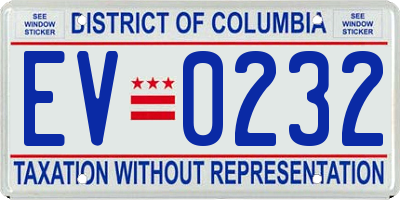 DC license plate EV0232