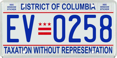 DC license plate EV0258