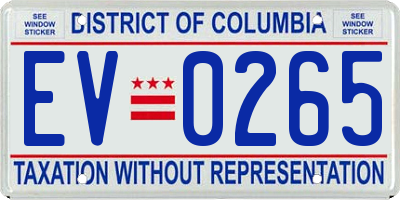 DC license plate EV0265