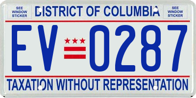 DC license plate EV0287