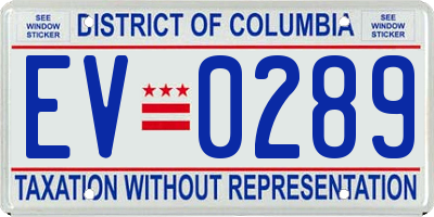 DC license plate EV0289