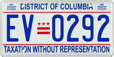 DC license plate EV0292