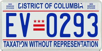 DC license plate EV0293