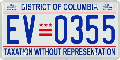 DC license plate EV0355