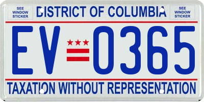 DC license plate EV0365