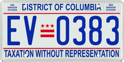 DC license plate EV0383