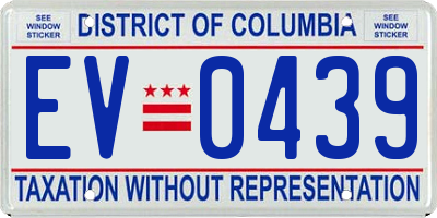 DC license plate EV0439