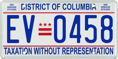 DC license plate EV0458
