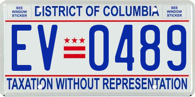 DC license plate EV0489