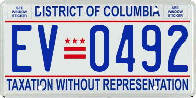 DC license plate EV0492