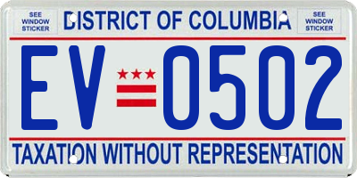 DC license plate EV0502