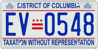 DC license plate EV0548