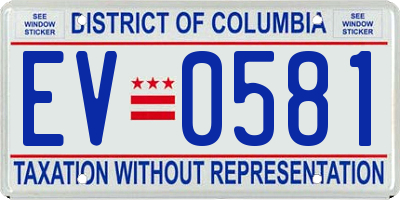 DC license plate EV0581