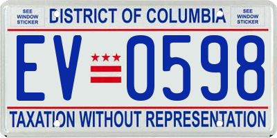 DC license plate EV0598