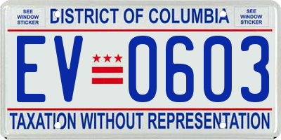 DC license plate EV0603
