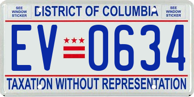 DC license plate EV0634
