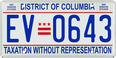 DC license plate EV0643